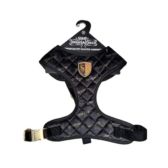 SNOOP DOGGIE DOGGS DELUXE BLACK QUILTED PET HARNESS NWT SIZE MEDIUM - Picture 8 of 8